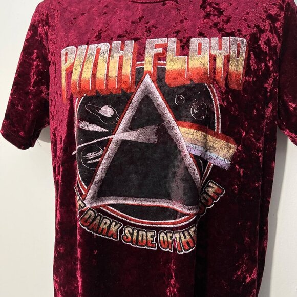 Pink Floyd Dark Side Of The Moon Red Crushed Velvet T-SHIRT  M - Picture 3 of 4